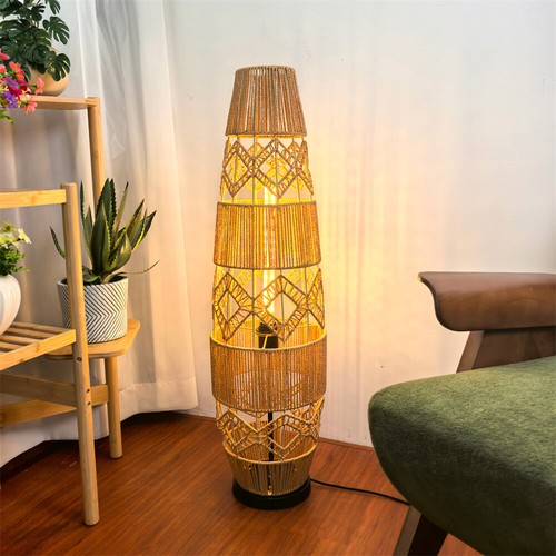 Farmhouse rattan floor lamp - floor,