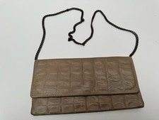 Etui London Leather Moc Croc Greige Grey Beige Crossbody Clutch Bag Chained