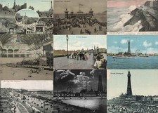 Job Lot of 10 Old Blackpool Postcards - North & Central Piers, Aerial Panorama