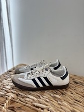 Adidas Samba Stripe White Black Suede Trainers Sport Shoes Size UK 6 / EU 39.5