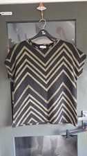 Papaya Black & Gold Zig Zag Fibre Stretch Knit Xmas Party Top Size 12 BNWOT