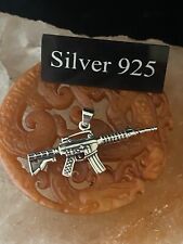 Silver Ak47  Gun Pendant and Silver Chain