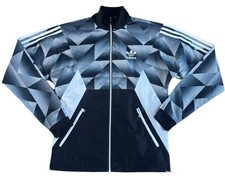 Adidas Originals Mens Black White Geometric Triangle Track Jacket Retro Small