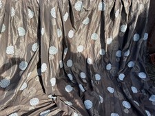 PAIR LARGE THICK BRONZE DUCK EGG BLUE DAISY FLORAL LINED CURTAINS 98” LONG WIDE