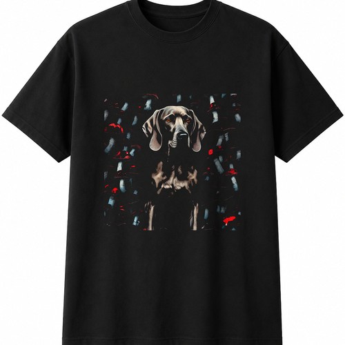 Weimaraner with mushrooms - weimaraner,