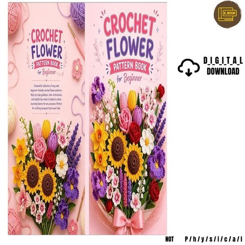 Crochet flower pattern - flower, book