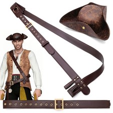 3Pcs Pirate Roleplay Gear Adjustable Bandolier Belt Hat Costume Accessory