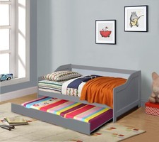 3FT SINGLE MARKSBURY DAY BED GREY PINE WHITE MEMORY FOAM SPRUNG FLEX MATTRESS