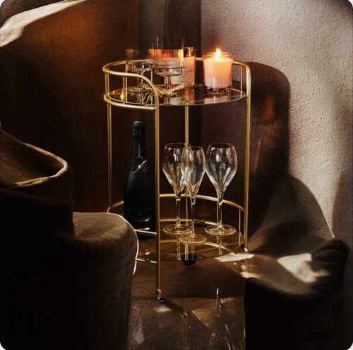 Gold metal bar cart drinks - metal,