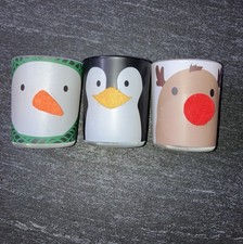 Set Of 3 Next Tealight, Votive Candle Holders Christmas Snowman Penguin Reindeer