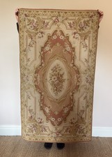 Antique 19th Century Aubusson Floral Medallion Needlepoint Handmade Rug Carpet