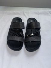 Black Glitter Sandals with A