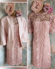 Kaleidoscope jacques vert pink lace wedding Mother Occasion dress jacket 24