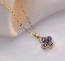 Gold amethyst flower - amethyst, necklace