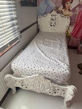 Antique White French Rococo Single Bed frame 