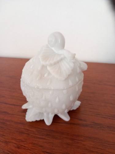 Antique milk glass strawberry - milk,
