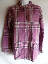 White Stuff Checked Shirt Purple Multicoloured Roll Tab Sleeves Pocket UK 12 NEW