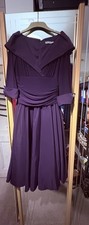 Eliza J - Purple Plum Taffeta  Retro 50s Style Pleated Fit & Flare Dress  UK 16