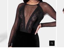 bebe Swiss Dot Velour Catsuit