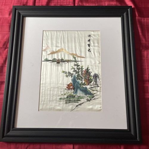 Antique framed silk embroidery - antique,