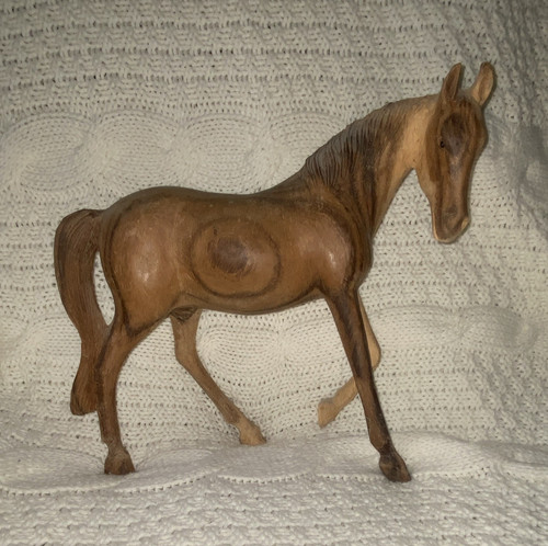 Carved wooden horse figurine - horse,