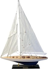 50cm Wooden Sailing Yacht Model | Nautical Decor | J Class Display Sailboat