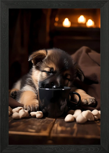 German shepherd coffee pup - german,