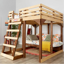 Loft Bed Wooden Ladder, Desk &