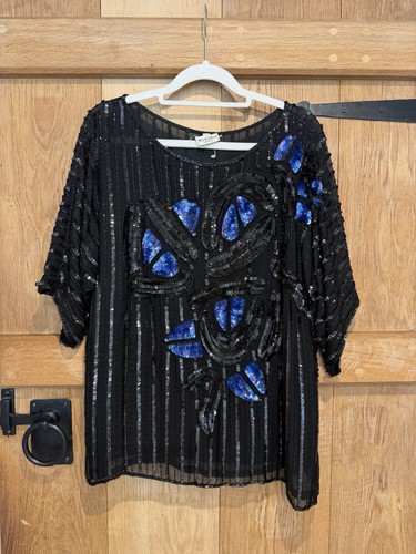 Vintage frank usher black blue - vintage, black/blue