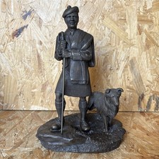 Vintage Heredities Tom Mackie Cold Cast Bronze Scottish Laird & Collie Dog 27cm