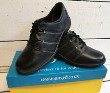 Ladies Easy B Glossop 79309A Black Leather Wide Fit Lace Up Shoes