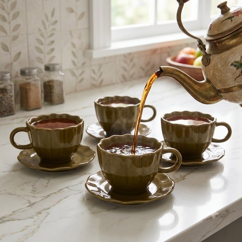 Teacup saucer set - &, 5oz