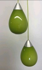Vtg Pair Green Glass Lamp