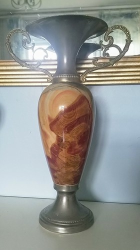 Vintage large brass and onyx - brass,