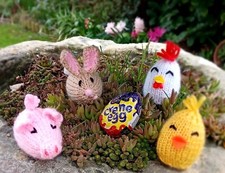 KNITTING PATTERN Farm Yard 🐣  Creme Egg Covers EASY 🐰 Set Of 4 Pig Chick Bunny