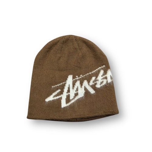 Stussy logo beanie brown - logo,