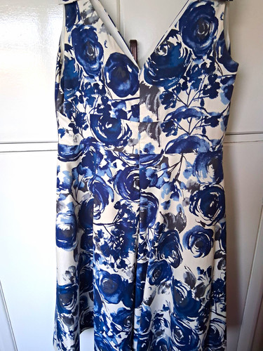 Linea white blue floral - floral, &