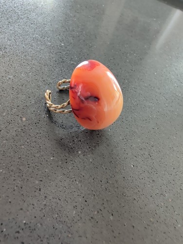 Vtg carnelian brass ring - vtg,