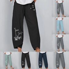 Plus Size Trousers Summer Womens Ladies Cotton Linen Baggy Casual Harem Pants