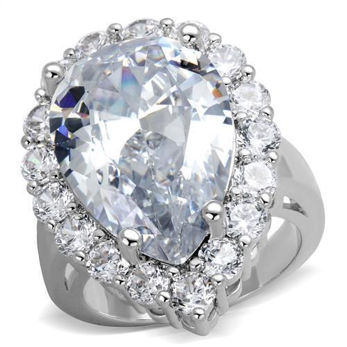 Silver pear cut ring cocktail