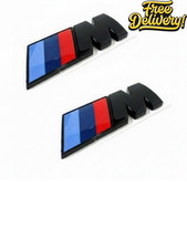 2x BMW M Sport Emblem Gloss Black Sticker Side Wing Fender Badge 45x15mm