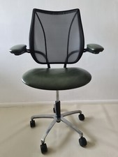 Humanscale Liberty Task Chair Bottle Green Leather Hide Seat & Arm Computer Mesh