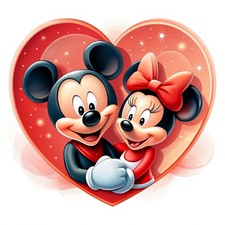 MICKEY AND MINNIE LOVE HEART IRON ON T SHIRT TRANSFER LARGE A5 SIZE