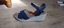 Navy Blue Suede Pavers Wedge