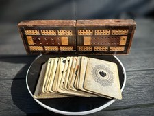 Antique Cribbage Set  with Super Rare Queen Victoria 1887 Jubilee Cards