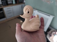 Vintage pastel peach Colour Duck duckling pram crib pram toy rattle Kitsch