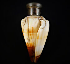 UNUSUAL 19th. C SAMPSON MORDEN STERLING SILVER MOUNTED SEA SHELL SCENT BOTTLE