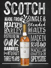 Macallan Scotch, Retro metal Sign/Plaque, Gift 10" x 8" Large