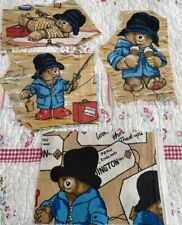Paddington Bear Vintage Fabric Scrap Pack X 4 Paddington Bears 