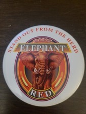 Elephant Red Beer Pinback Button Vintage New 3" Circle Carlsberg Denmark NOS